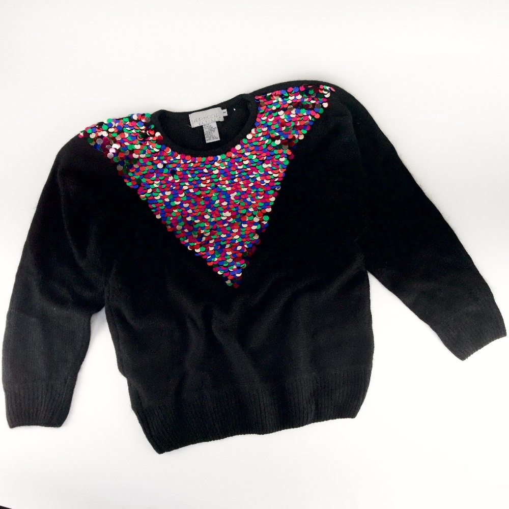 Lauren Cole Womans Black Vintage Sequin Sweater